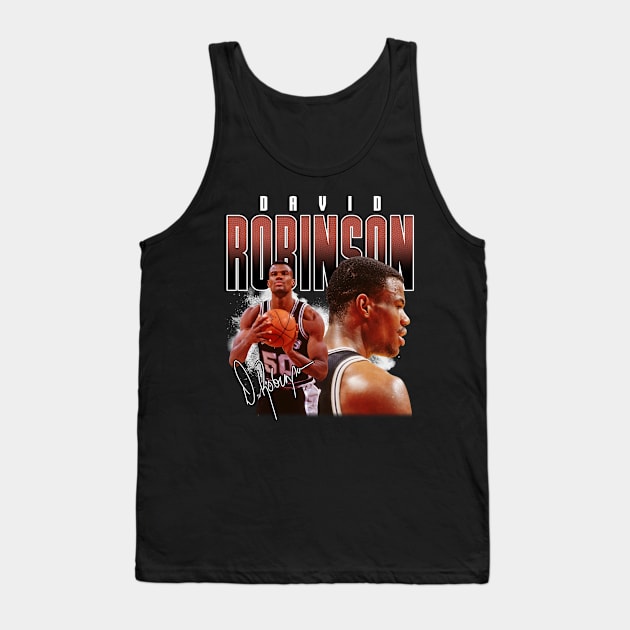 David Robinson Basketball Legend Vintage Signature Retro Bootleg Style Tank Top by Koch Sean